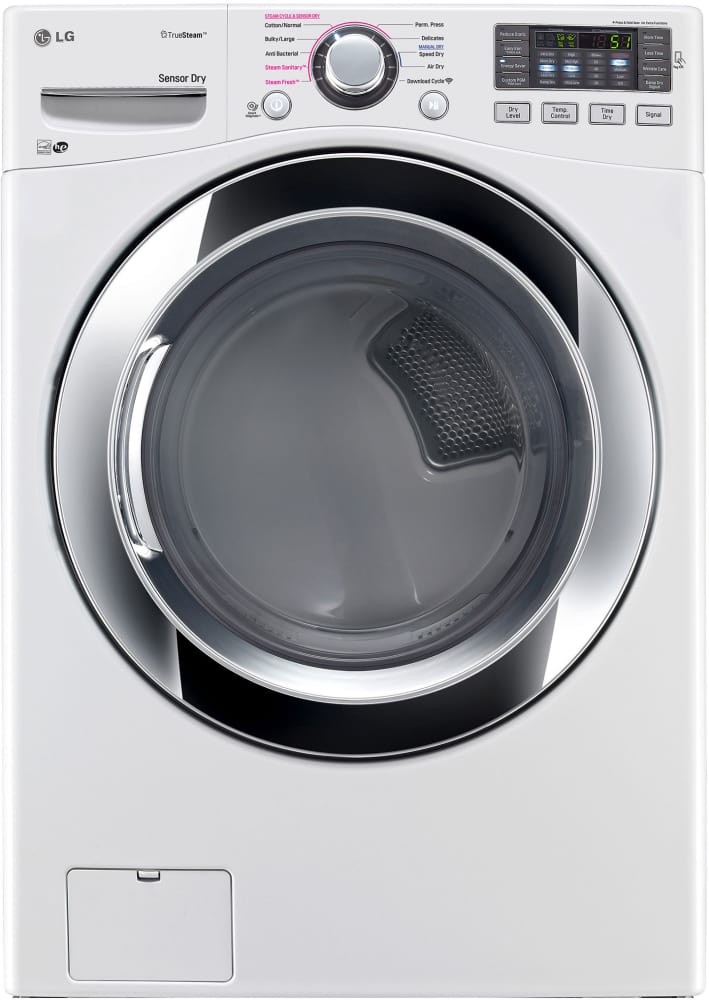 LG DLGX3371W 27 Inch 7.4 cu. ft. Gas Dryer with TruesteamÂ® Technology, NFC Tag On (Wi-Fi), EasyIronâ„¢, Wrinkle Care, ReduceStaticâ„¢ Option, Speed Dry, 10 Drying Programs, 5 Temperature Settings, Smart Diagnosisâ„¢, Sensor Dry and ENERGY STARÂ®: White