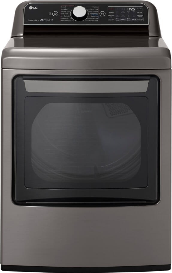 LG DLGX7801VE 27 Inch Gas Smart Dryer with 7.3 Cu. Ft. Capacity, 14 Dryer Programs, Sensor Dry System, Wrinkle Care, TurboSteamâ„¢ Technology, and EasyLoadâ„¢ Door: Graphite Steel
