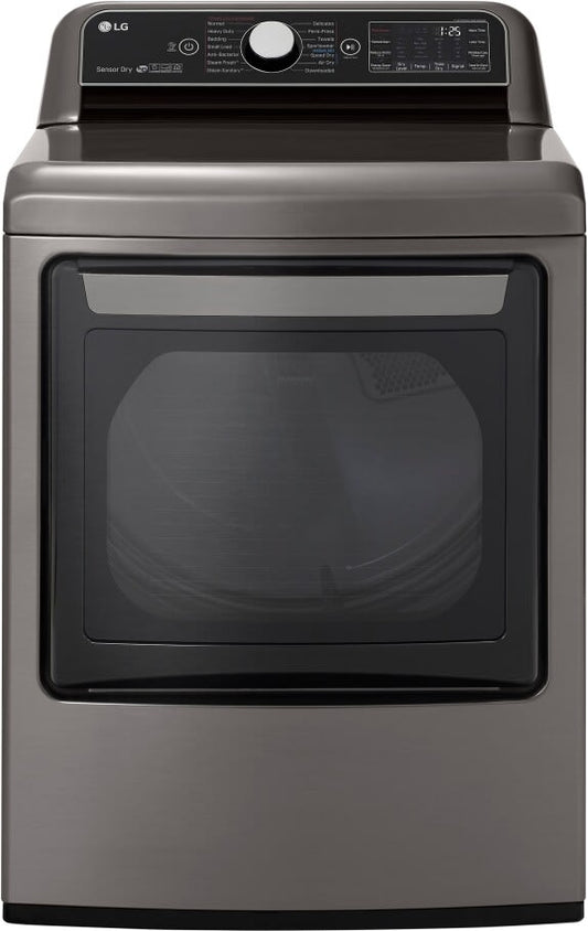 LG DLGX7801VE 27 Inch Gas Smart Dryer with 7.3 Cu. Ft. Capacity, 14 Dryer Programs, Sensor Dry System, Wrinkle Care, TurboSteamâ„¢ Technology, and EasyLoadâ„¢ Door: Graphite Steel