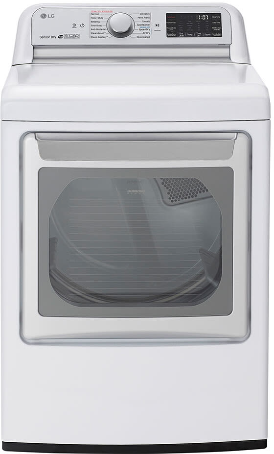 LG DLGX7801WE 27 Inch Gas Smart Dryer with 7.3 Cu. Ft. Capacity, 14 Dryer Programs, Sensor Dry System, Wrinkle Care, TurboSteamâ„¢ Technology, and EasyLoadâ„¢ Door: White