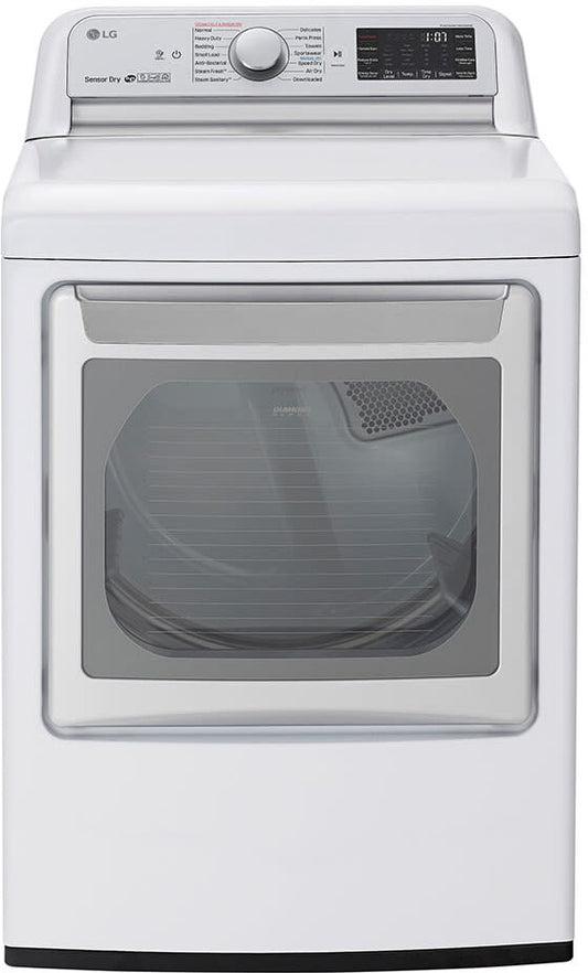LG DLGX7801WE 27 Inch Gas Smart Dryer with 7.3 Cu. Ft. Capacity, 14 Dryer Programs, Sensor Dry System, Wrinkle Care, TurboSteamâ„¢ Technology, and EasyLoadâ„¢ Door: White