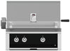 Hestan EABR30LPBK 30 Inch Built-In Grill with Ceramic Infrared Rotisserie, Tubular Burners, Two Halogen Lighting, Warming Rack, Marquise„ Accents, LED Lit Controls, Stainless Steel Drip Tray, and Zamak Die-Cast Knobs - Black