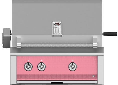 Hestan EABR30NGPK 30 Inch Built-In Grill with Ceramic Infrared Rotisserie, Tubular Burners, Two Halogen Lighting, Warming Rack, Marquise„ Accents, LED Lit Controls, Stainless Steel Drip Tray, and Zamak Die-Cast Knobs - Pink