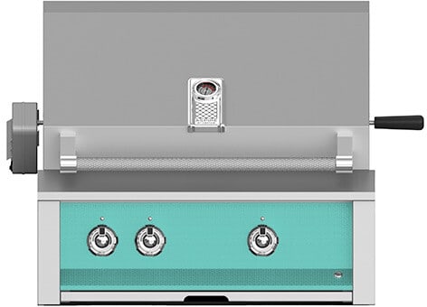Hestan EABR30NGTQ 30 Inch Built-In Grill with Ceramic Infrared Rotisserie, Tubular Burners, Two Halogen Lighting, Warming Rack, Marquise„ Accents, LED Lit Controls, Stainless Steel Drip Tray, and Zamak Die-Cast Knobs - Turquoise