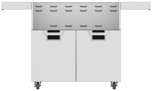 Hestan ECD36BK 36 Inch Double Door Cart with Marquise„ Accented Panels and Fold-Down Side Shelves - Black