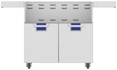 Hestan ECD36BU 36 Inch Double Door Cart with Marquise„ Accented Panels and Fold-Down Side Shelves - Blue