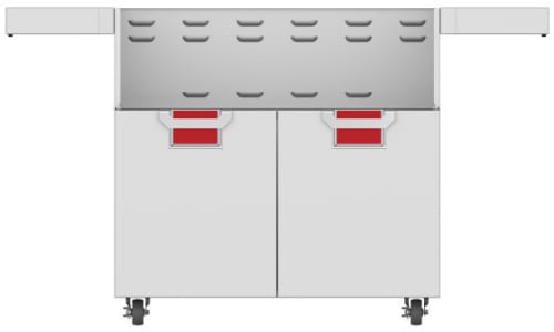 Hestan ECD36RD 36 Inch Double Door Cart with Marquise„ Accented Panels and Fold-Down Side Shelves - Red