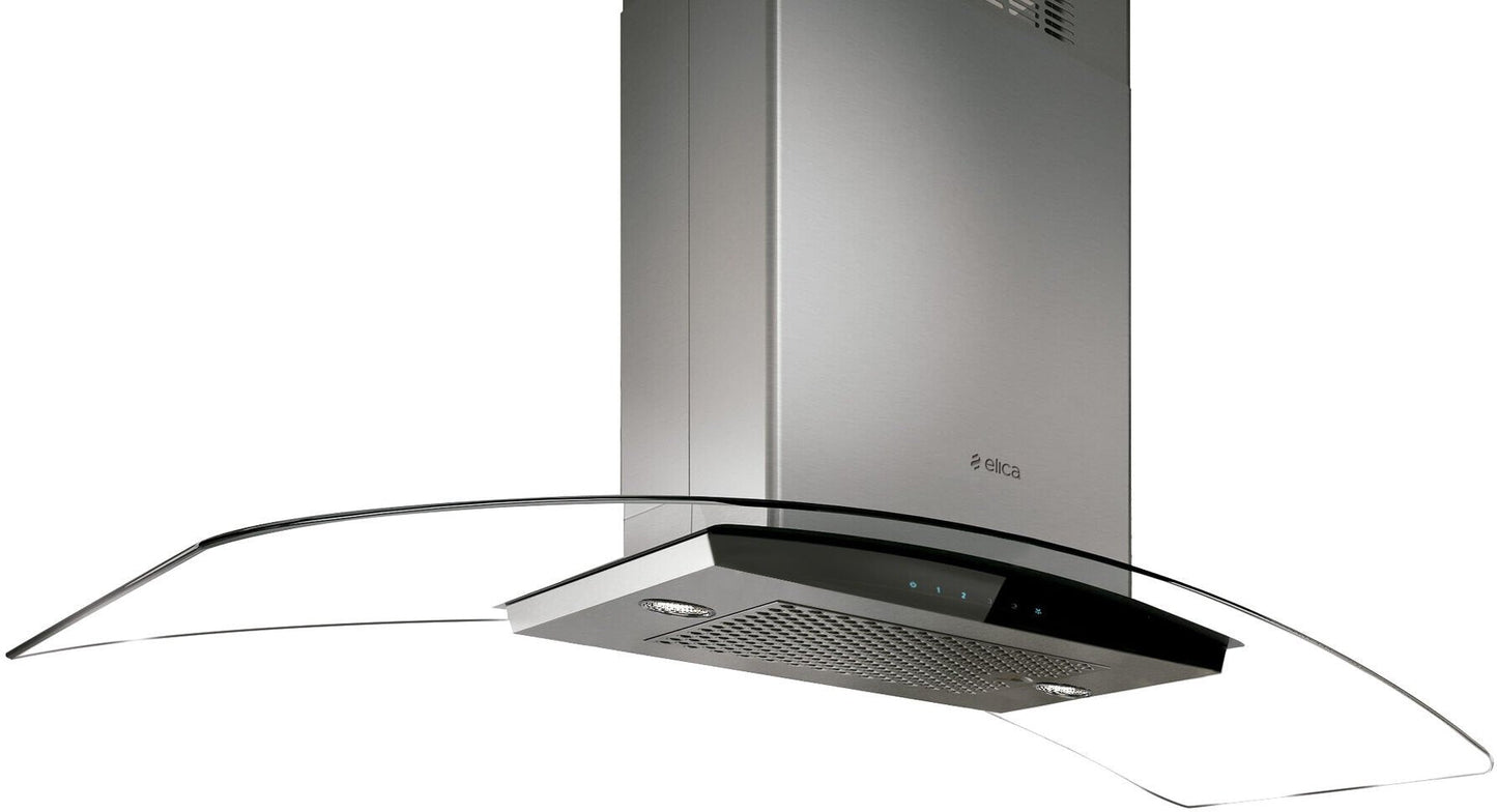 Elica ECN642S3 42 Inch Island Mount Range Hood with 3-Speed + Booster, 600 CFM Blower, Touch Controls
