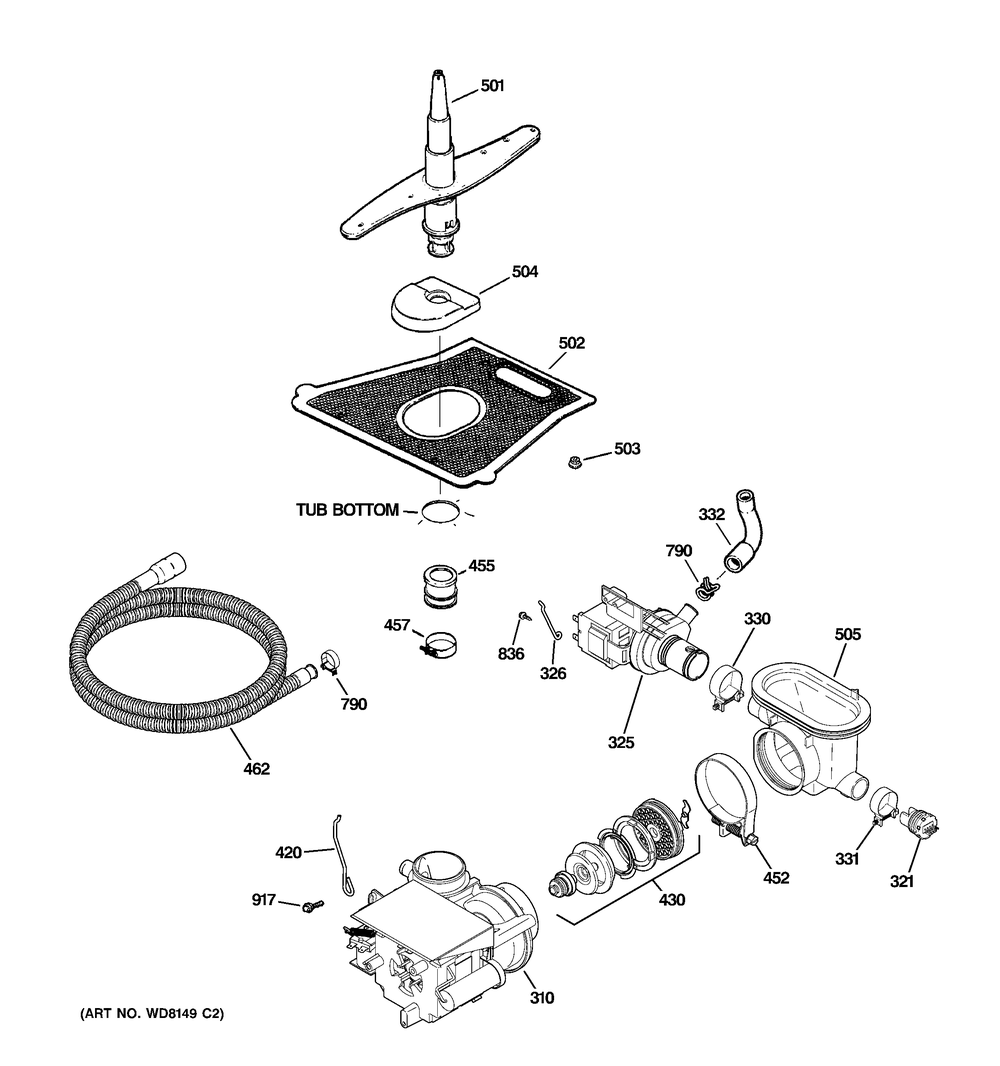 GE Dishwasher Spray Arm Assembly WD22X10017