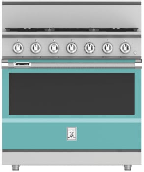 Hestan KRD365LPTQ 36 Inch Duel Fuel Range with 5 Burners - LP - Turquoise