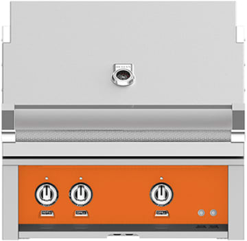 Hestan GSBR30NGOR 30 Inch Built-In Grill with with 525 sq. in. Grilling Area, 2 Sear Burners, 62,000 BTUs, Rotisserie - Orange