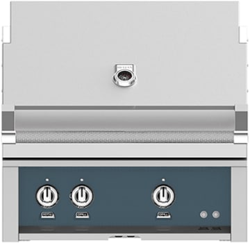 Hestan GSBR30LPGG 30 Inch Built-In Grill with with 525 sq. in. Grilling Area, 2 Sear Burners, 62,000 BTUs, Rotisserie, Horizon Spring Assisted Hood - Dark Gray
