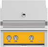 Hestan GSBR30LPYW 30 Inch Built-In Grill with with 525 sq. in. Grilling Area, 2 Sear Burners, 62,000 BTUs, Rotisserie, Horizon Spring Assisted Hood - Yellow