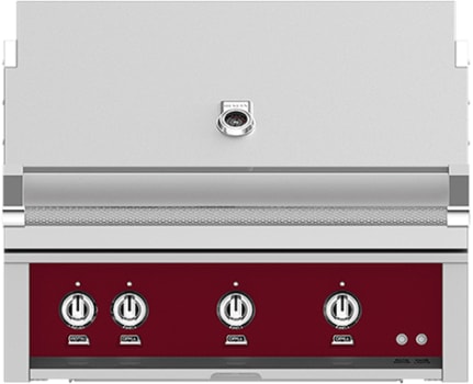 Hestan GSBR36LPBG 36 Inch Built-In Grill with Trellis Burner„, Halogen Stadium Lights„, Infrared Top Burner, DiamondCut Grates„, Rotisserie - Burgundy
