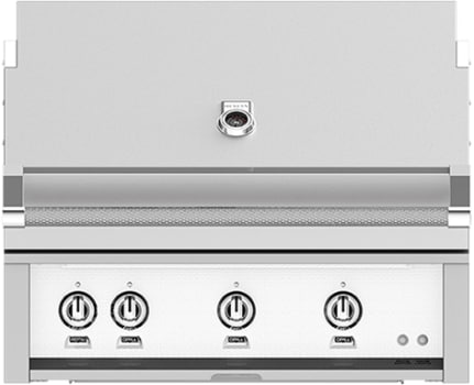 Hestan GSBR36NGWH 36 Inch Built-In Grill with Trellis Burner„, Halogen Stadium Lights„, Infrared Top Burner, DiamondCut Grates„, Rotisserie - White