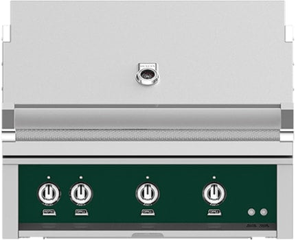 Hestan GSBR36LPGR 36 Inch Built-In Grill with Trellis Burner„, Halogen Stadium Lights„, Infrared Top Burner, DiamondCut Grates„, Rotisserie - Green