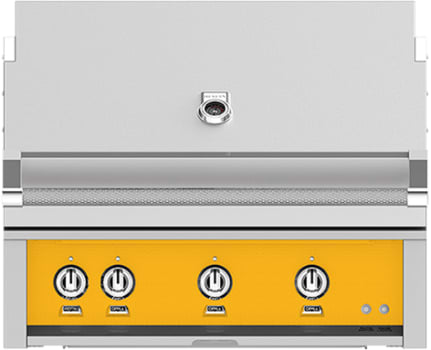 Hestan GSBR36NGYW 36 Inch Built-In Grill with Trellis Burner„, Halogen Stadium Lights„, Infrared Top Burner, DiamondCut Grates„, Rotisserie - Yellow