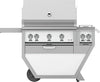 Hestan GSBR36CX2NGWH 55 Inch Freestanding Grill with 653 sq. in. Grilling Area, 2 Trellis Burners, 1 Sear Burner, Double Side Burners, Rotisserie - White