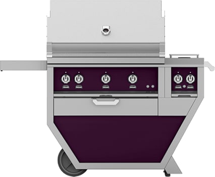 Hestan GSBR36CX2LPPP 55 Inch Freestanding Grill with 653 sq. in. Grilling Area, 2 Trellis Burners, 1 Sear Burner, Double Side Burners, Rotisserie - Purple