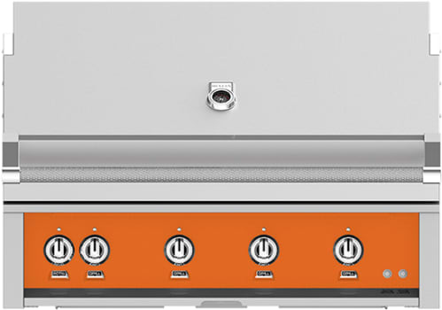 Hestan GSBR42LPOR 42 Inch Built-In Grill with Sear Burners, Halogen Stadium Lights„, Infrared Top Burner, DiamondCut Grates„, Rotisserie - Orange