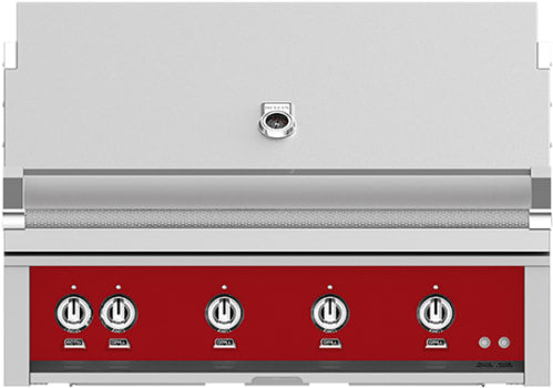 Hestan GSBR42LPRD 42 Inch Built-In Grill with Sear Burners, Halogen Stadium Lights„, Infrared Top Burner, DiamondCut Grates„, Rotisserie - Red