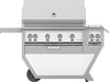 Hestan GSBR42CX2NGWH 61 Inch Freestanding Grill with 782 sq. in. Grilling Area, 4 Sear Burners, Rotisserie, Double Side Burners, 148,000 BTU, Horizon Spring Assisted Hood - White