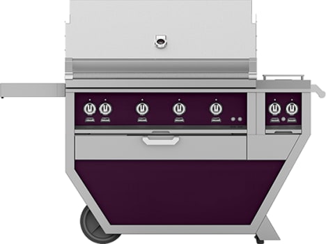 Hestan GSBR42CX2NGPP 61 Inch Freestanding Grill with 782 sq. in. Grilling Area, 4 Sear Burners, Rotisserie, Double Side Burners, 148,000 BTU, Horizon Spring Assisted Hood - Purple