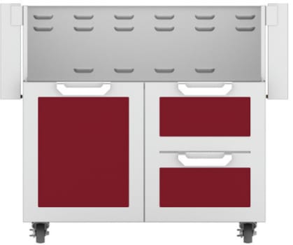 Hestan GCR36BG 36 Inch Double Drawer and Door Grill Cart - Burgundy