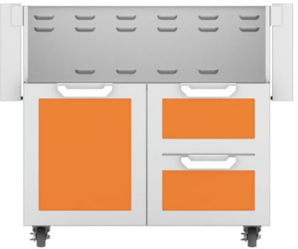 Hestan GCR36OR 36 Inch Double Drawer and Door Grill Cart - Orange