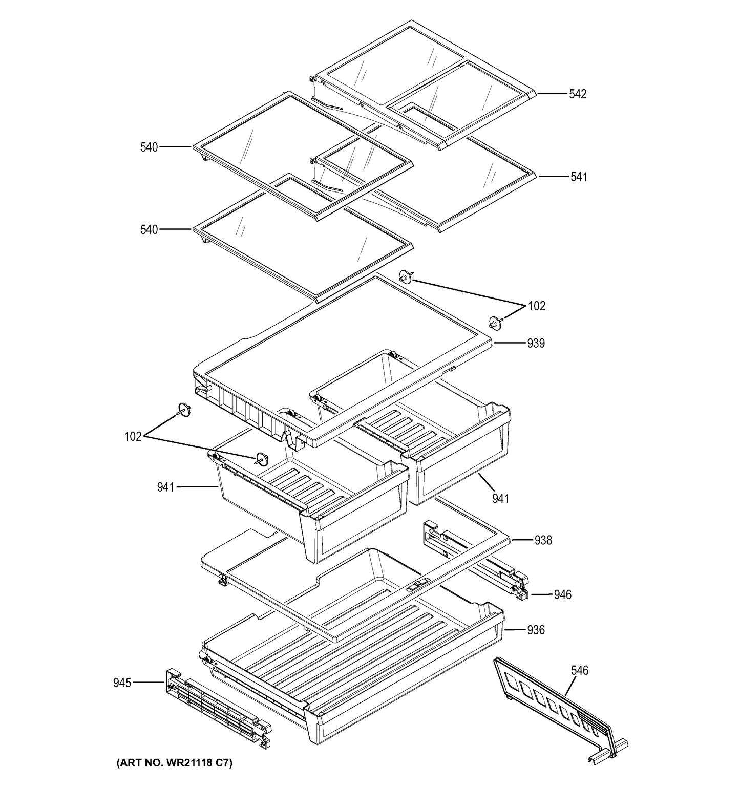 GE Cantilever Shelf WR71X24966