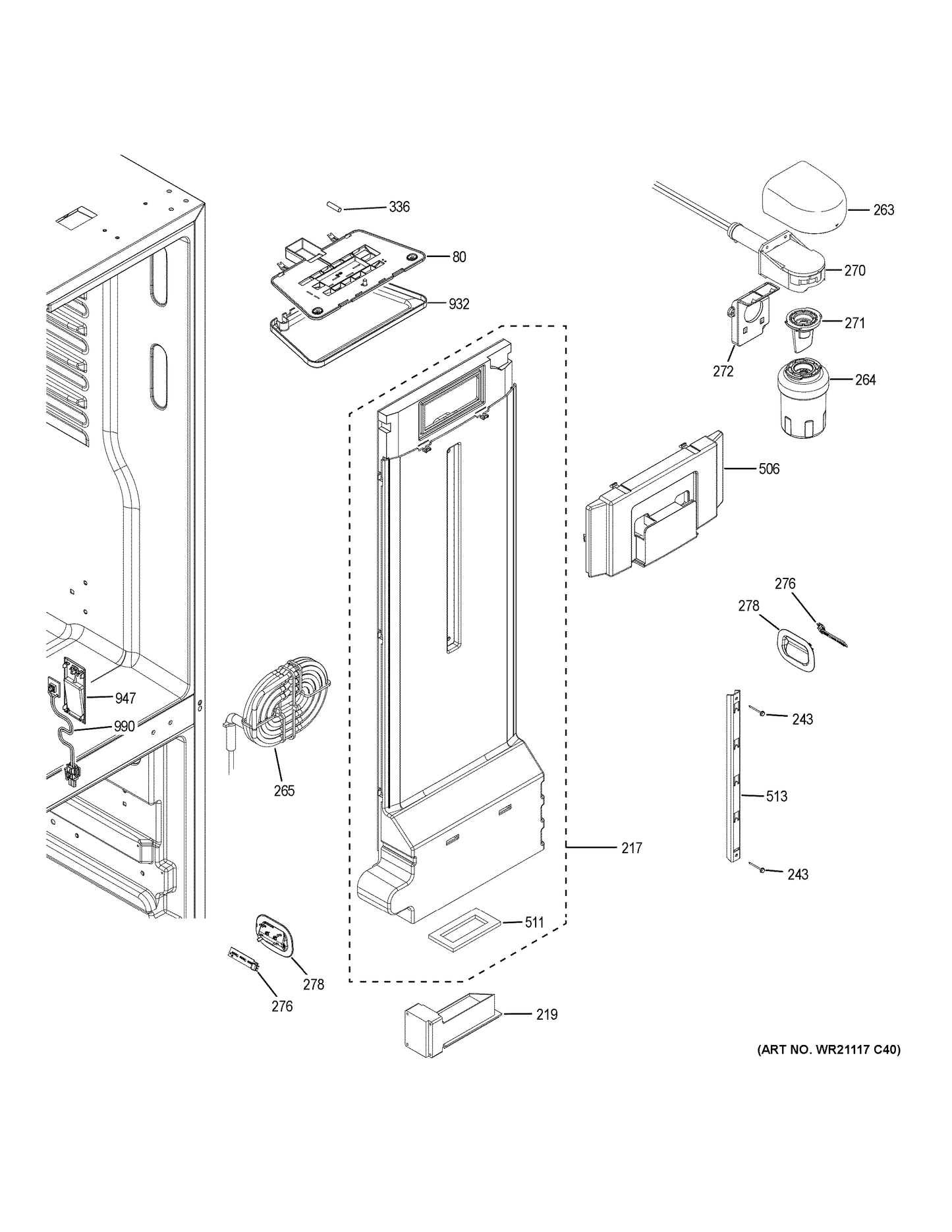 GE Internal Dispenser Assembly WR17X25225