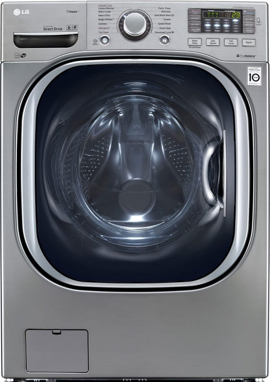 LG WM4270HVA 27 Inch 4.5 cu. ft. Front Load Washer with 14 Wash Cycles, 1,300 RPM, Steam, TurboWash, Allergiene Cycle, LG Twin Wash Compatibility, Sense Clean, LoDecibel Quiet Operation, NeveRust Stainless Steel Drum and ENERGY STAR: Graphite Steel