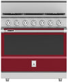 Hestan KRD365LPBG 36 Inch Duel Fuel Range with 5 Burners - LP - Burgundy