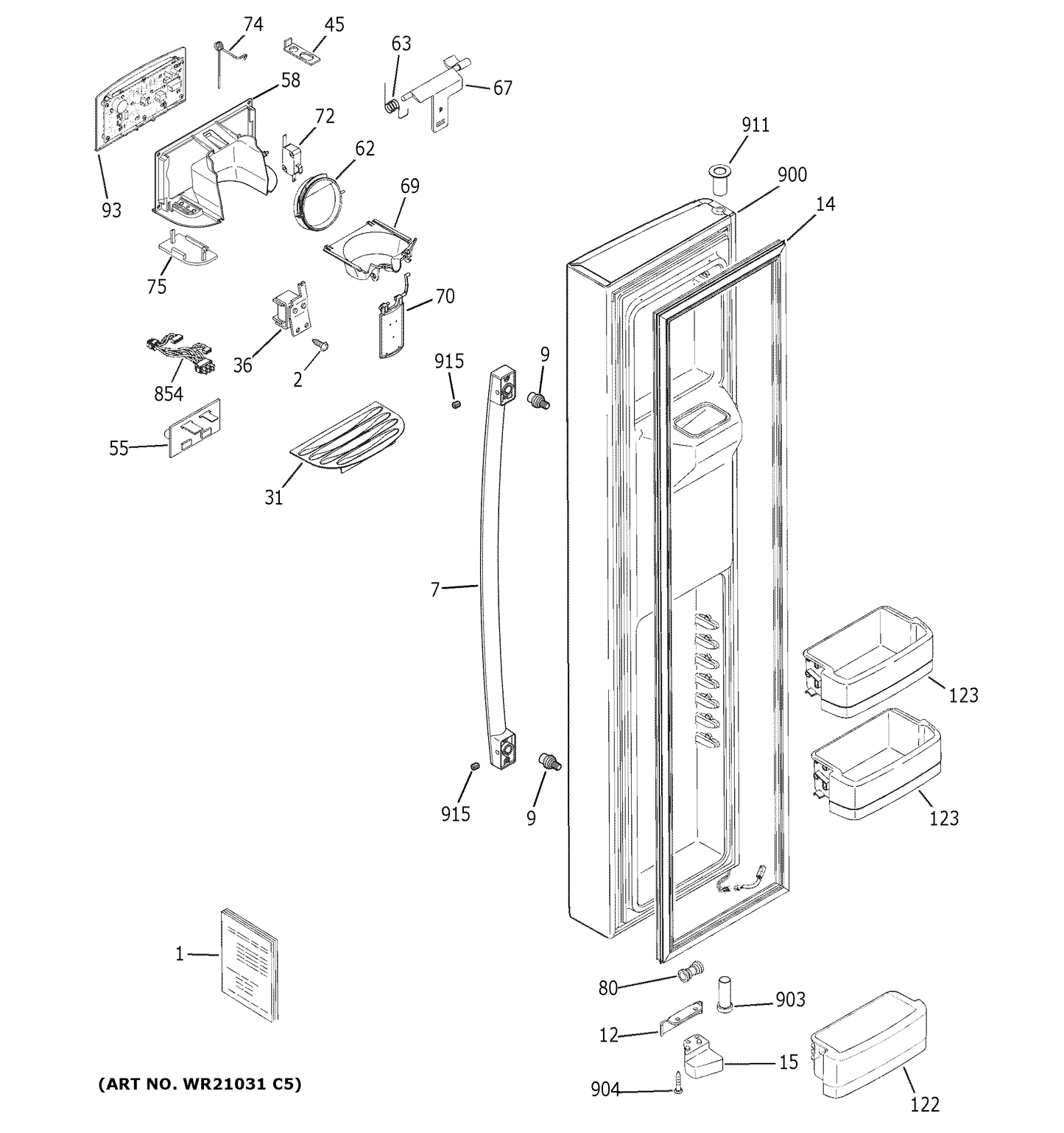 GE Dispenser Interface (Gray) WR55X30691