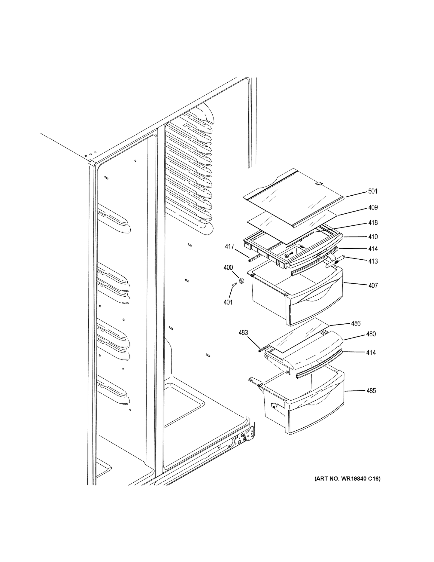 GE Slideout Glass Shelf WR71X28078