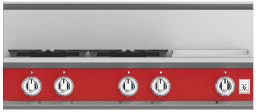 Hestan KRT364GDNGRD 36 Inch Gas Rangetop with 4 Sealed Burners and Griddle - Red