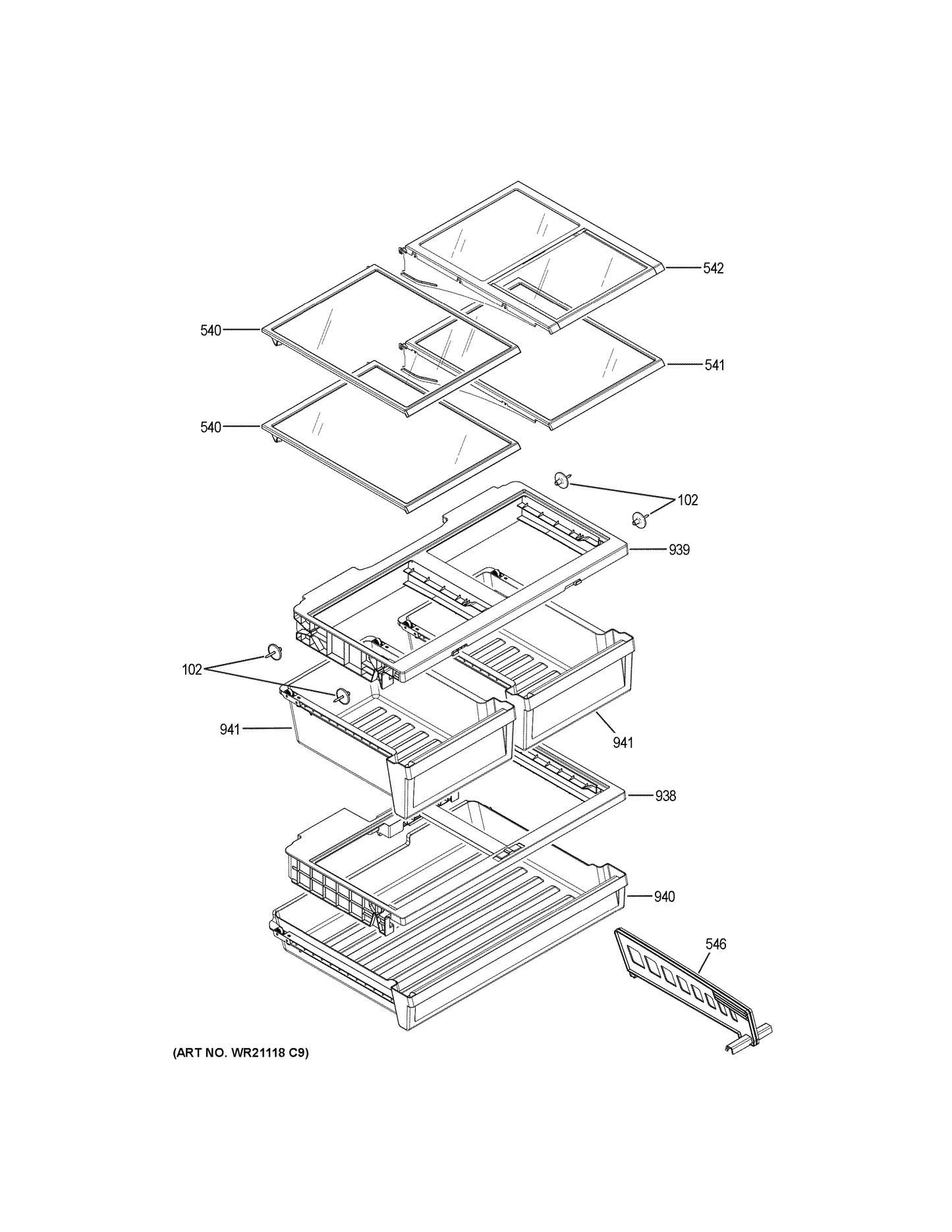 GE Vegetable Drawer WR71X38296