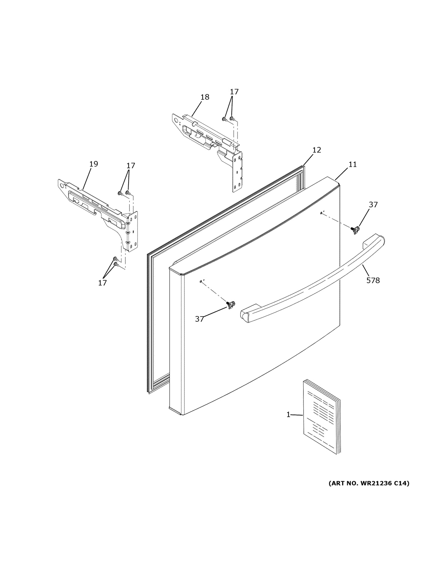 Ge Freezer Drawer Gasket - Grey - WR14X40076