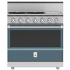Hestan KRG364GDLPGG 36 Inch Freestanding Professional Gas Range with 4 Sealed Burners - LP - Dark Gray