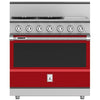 Hestan KRD364GDLPRD 36 Inch Duel Fuel 4 Burner Range with Griddle - LP - Red