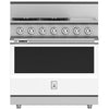 Hestan KRD364GDNGWH 36 Inch Duel Fuel 4 Burner Range with Griddle - NG - White