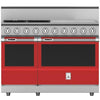Hestan KRD484GDNGRD 48 inch Duel Fuel 4 Burner Range with 24 Inch Griddle -NG - Red