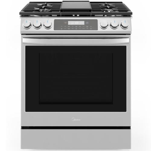 Midea MGS30S4AST 30-Inch Slide-In Gas Range - Premium Stainless Steel