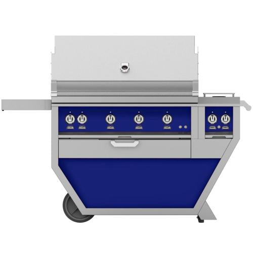 Hestan GSBR42CX2LPBU Grill, (4) Sear, Rotisserie, Deluxe Cart W/ Side Burner, 42-
