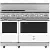 Hestan KRD484GDLPWH 48 inch Duel Fuel 4 Burner Range with 24 Inch Griddle -LP - White