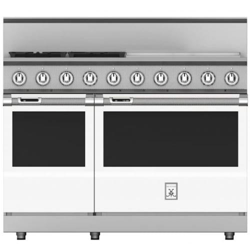 Hestan KRD484GDLPWH 48 inch Duel Fuel 4 Burner Range with 24 Inch Griddle -LP - White