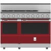 Hestan KRD485GDLPBG 48 Inch Dual Fuel 5 Burner Range with 12 Inch Griddle -LP - Burgundy