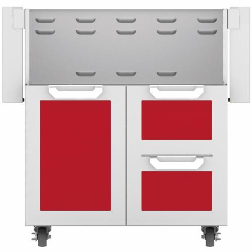 Hestan GCR30RD Double Drawer And Door Cart, 30-Inch - Red