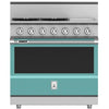 Hestan KRD364GDNGTQ 36 Inch Duel Fuel 4 Burner Range with Griddle - NG - Turquoise
