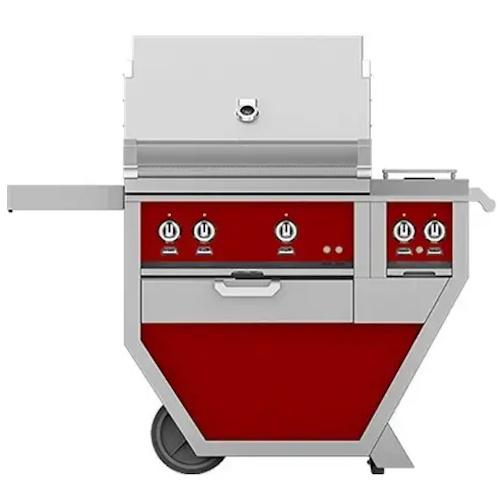 Hestan GSBR30CX2NGRD Grill, (2) Sear, Rotisserie, Deluxe Cart W/ Side Burner, 30-